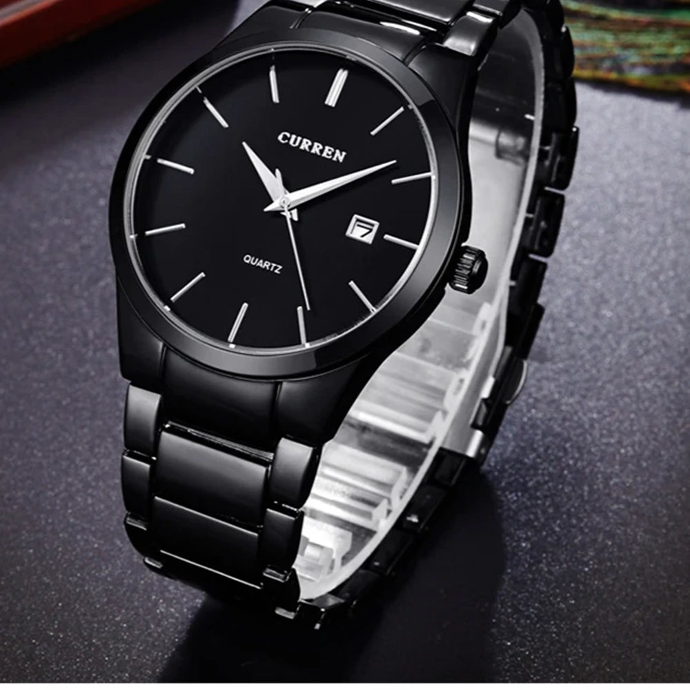 Curren 8106 men’s watch featuring a round dial and stainless steel band, presented by Zuri Blooms
