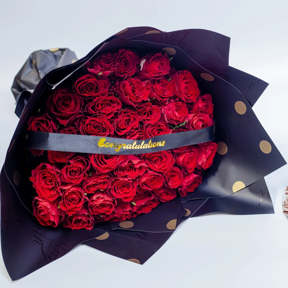 Passionate Red Congrats - Same Day Flower Delivery Nairobi - Side View - Zuri Blooms