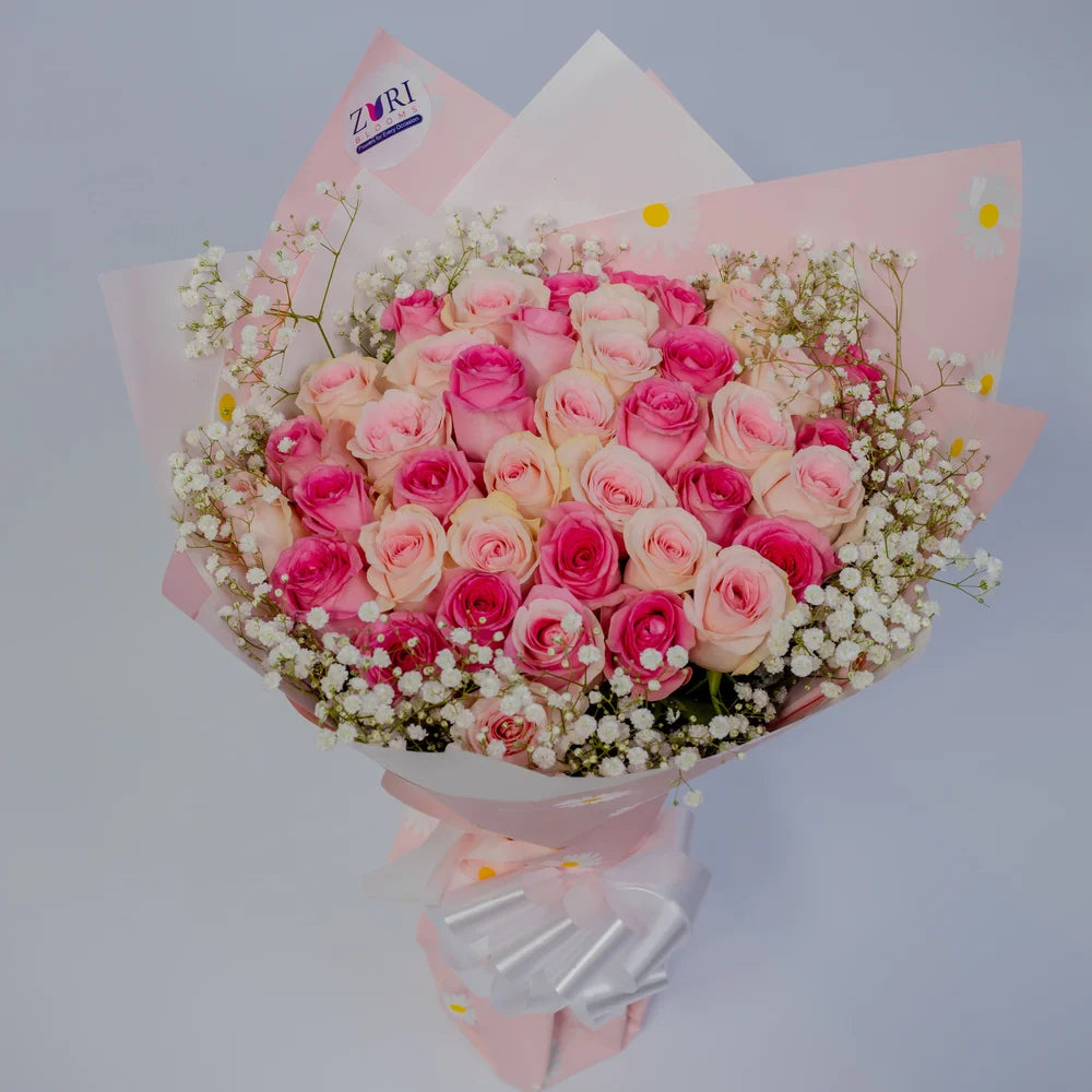 Pink Roses - Same Day Flower Delivery Nairobi Classic Top View- Zuri Blooms