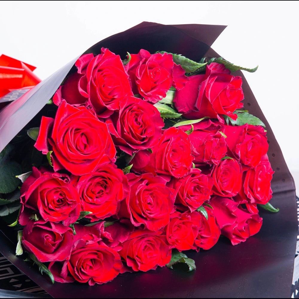 Passionate Red bouquet featuring premium red roses arranged for Valentine’s and romantic occasions, Lite, arranged by Zuri Blooms
