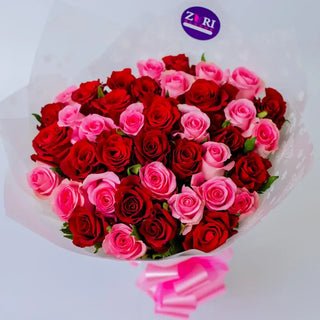 Scarlet Elegance – Red & Pink Roses